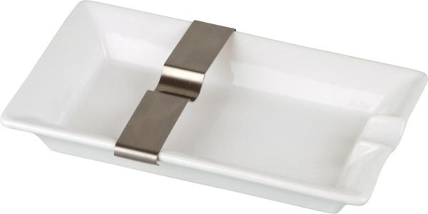 Zigarrenaschenbecher "Keramik weiss" mit 1 Ablage + flexible Ablage